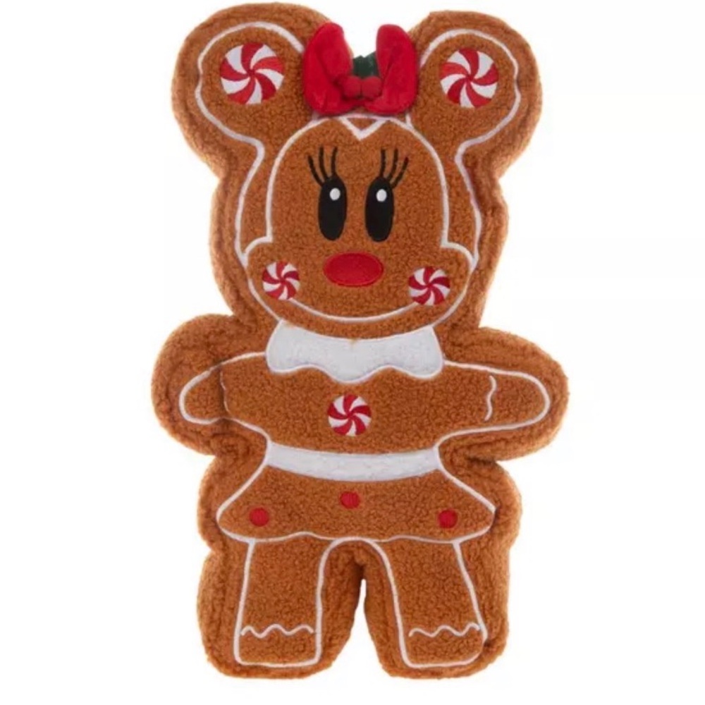 Gingerbread Disney Minnie Mouse Plush with Red Bow